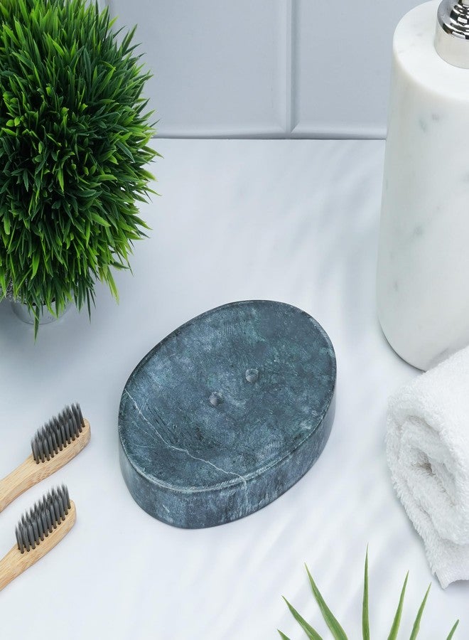Crocon Natural Grey Marble Soap Tray - Oval Shape, Easy Cleaning, Self-Draining, Non-Slip Design for Bathroom and Kitchen, Size: 6x3.5 Inch - Image 3