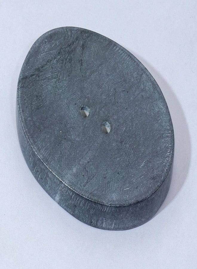 Crocon Natural Grey Marble Soap Tray - Oval Shape, Easy Cleaning, Self-Draining, Non-Slip Design for Bathroom and Kitchen, Size: 6x3.5 Inch - Image 4