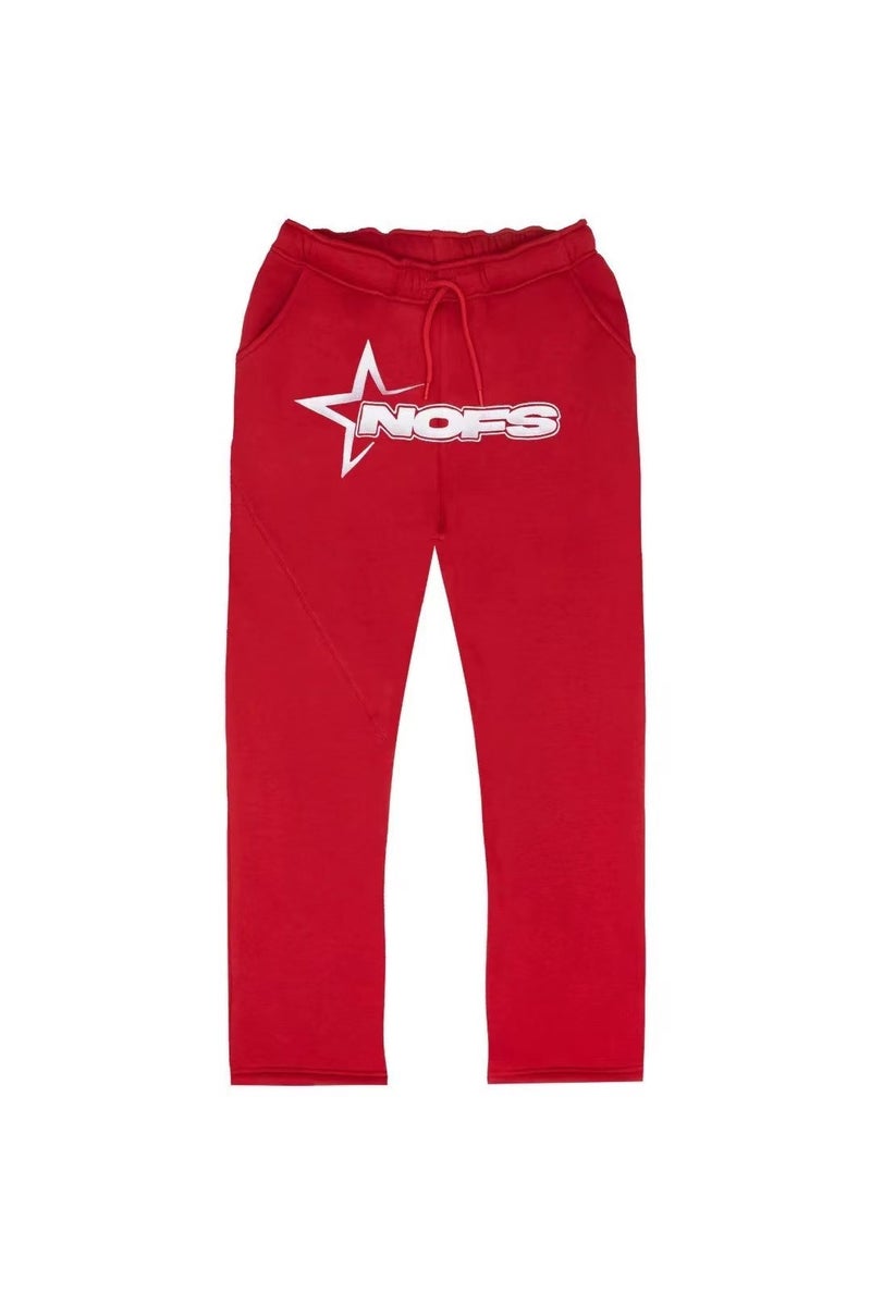 2023 fashion fashion brand letter print loose sweater trousers hip hop streetwear men and women pullover casual suit Red pants