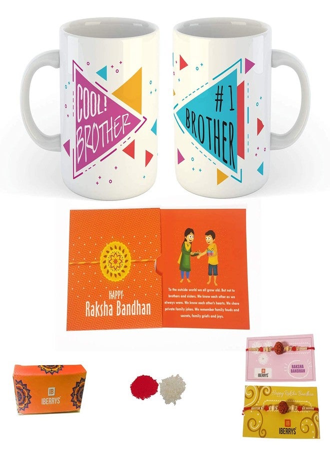 iberry's Set of 2 Rudraksh Rakhi, Greeting Card, Roli Chawal & Coffee Mug For Brother | rakhi for brother- With a Branded Packaging Box- Gift for Brother - Image 2
