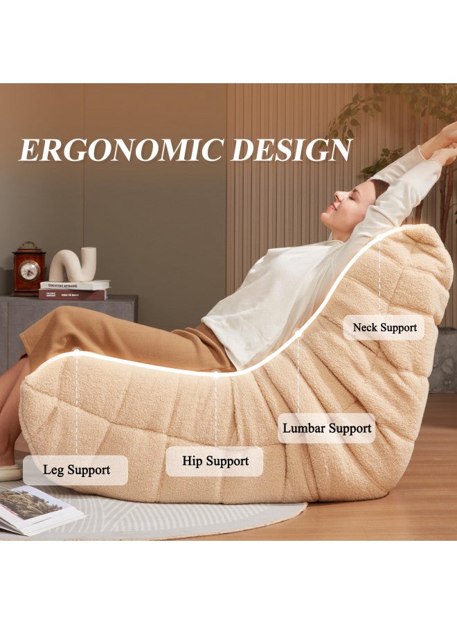 Cansunna Cansunna Bean Bag Chair Sofa Sack Big Beanbag Chair for Adults Fireside Bean Bag Lounger Memory Foam Chair for Home, Apartment or Gaming Venue (KHAKITEDDY)  - Image 2