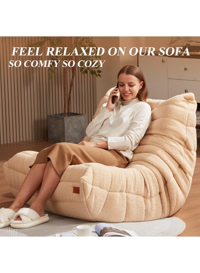 Cansunna Cansunna Bean Bag Chair Sofa Sack Big Beanbag Chair for Adults Fireside Bean Bag Lounger Memory Foam Chair for Home, Apartment or Gaming Venue (KHAKITEDDY)  - Image 1