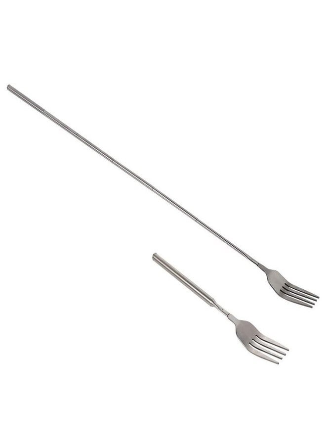YAMHOHO Extendable Table Fruit Dessert Fork, Extendable Barbecue Table Fruit Dessert Fork, Telescopic Fork, Durable Stainless Steel Cutlery 8.7 to 25.4 inches - Image 1