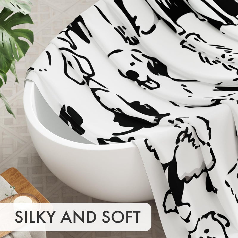 AmazerBath Shower Curtain, Washable Cloth Cute Dogs Kids White and Black Shower Curtain Set with 12 Shower Curtain Hooks, Kawaii Pet Puppy Waterproof Shower Curtains for Bathroom Decor, 72x72 Inches - Image 3