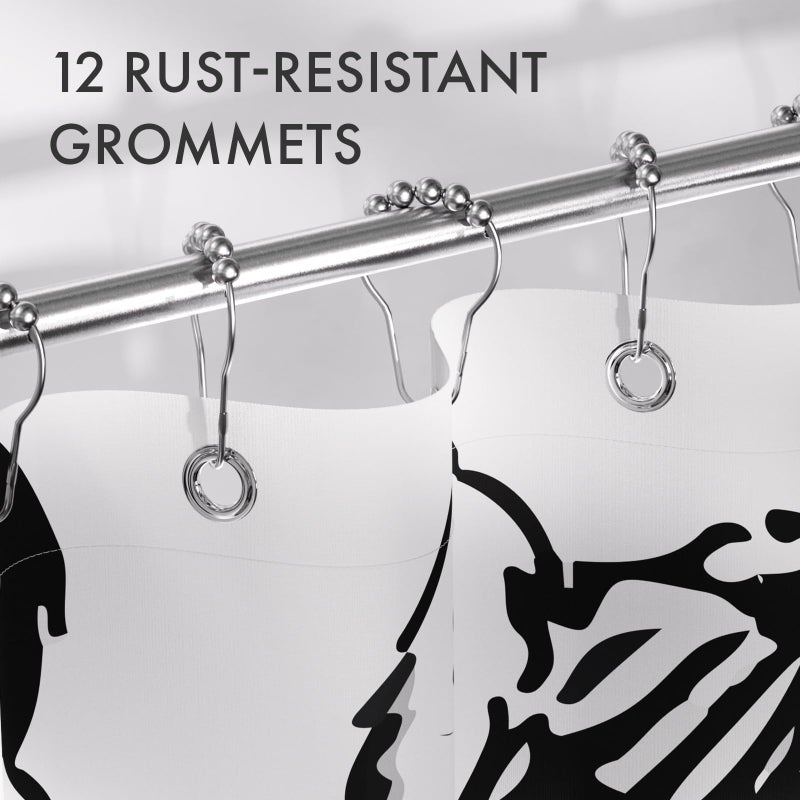 AmazerBath Shower Curtain, Washable Cloth Cute Dogs Kids White and Black Shower Curtain Set with 12 Shower Curtain Hooks, Kawaii Pet Puppy Waterproof Shower Curtains for Bathroom Decor, 72x72 Inches - Image 5