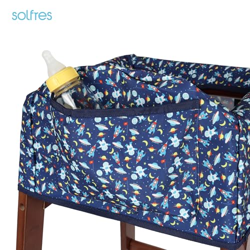 Solfres Dual-Belt High Chair Cover, Baby High Chair Cover, Upgrade Version, for Wooden or Restaurant High Chair, Sturdy and Robust Material, Blue Space - Image 5