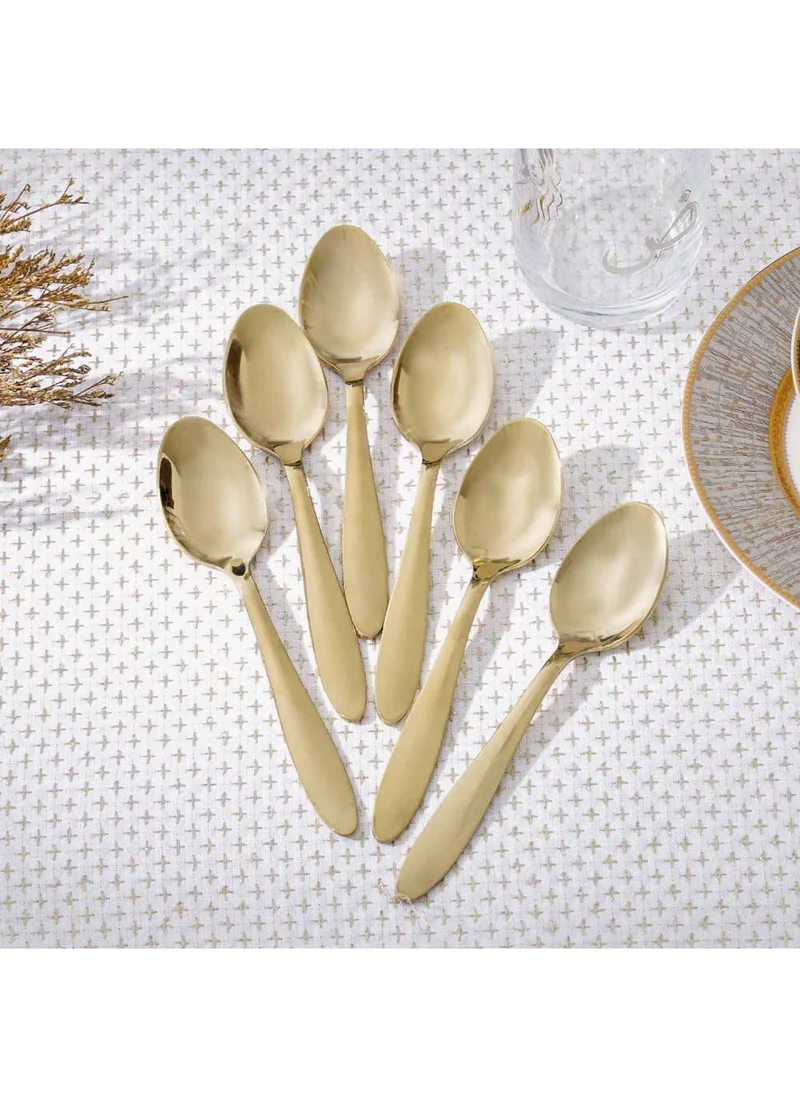 دانوب هوم Pvd Lotus 6-Piece Baby Spoon Gold 16.5 X 3.5CM