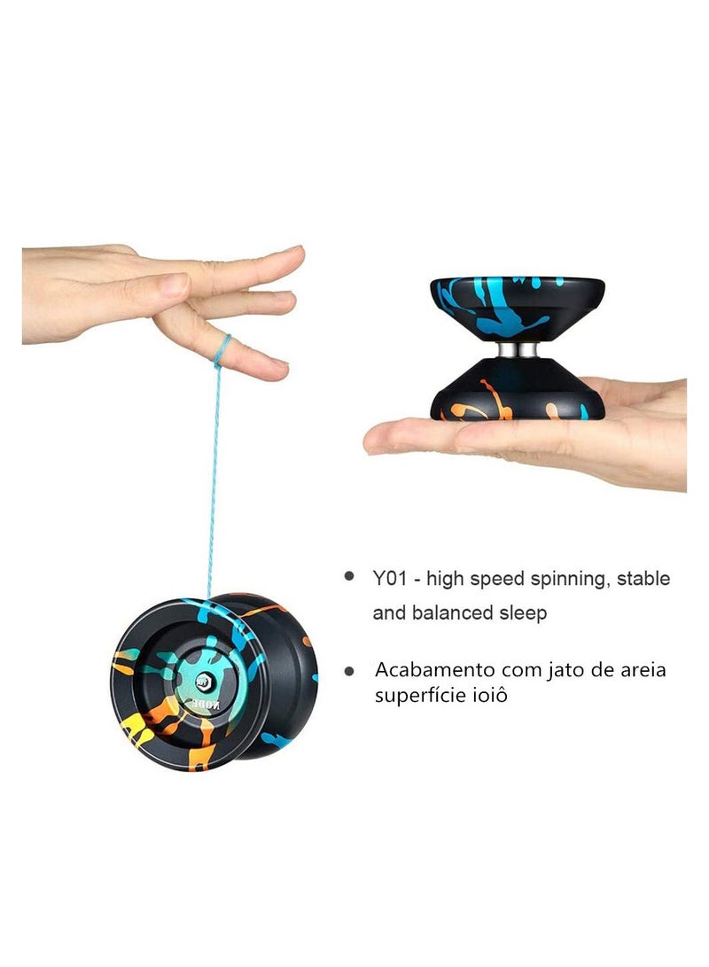 SYOSI Y01 Professional Yoyo Alloy Unresponsive Yoyo, 10 Ball Stainless KK Bearing Yoyo, Long Spinning Time Prettiest for Advanced Player Yoyo for Kids Beginner with Glove Bag and 5 Yoyo Strings - Image 5