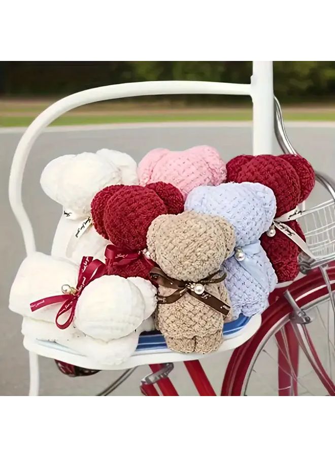 1 Random Color Bear Towel Square Cloth Perfect Gift for Wedding Birthday Christmas - Image 4