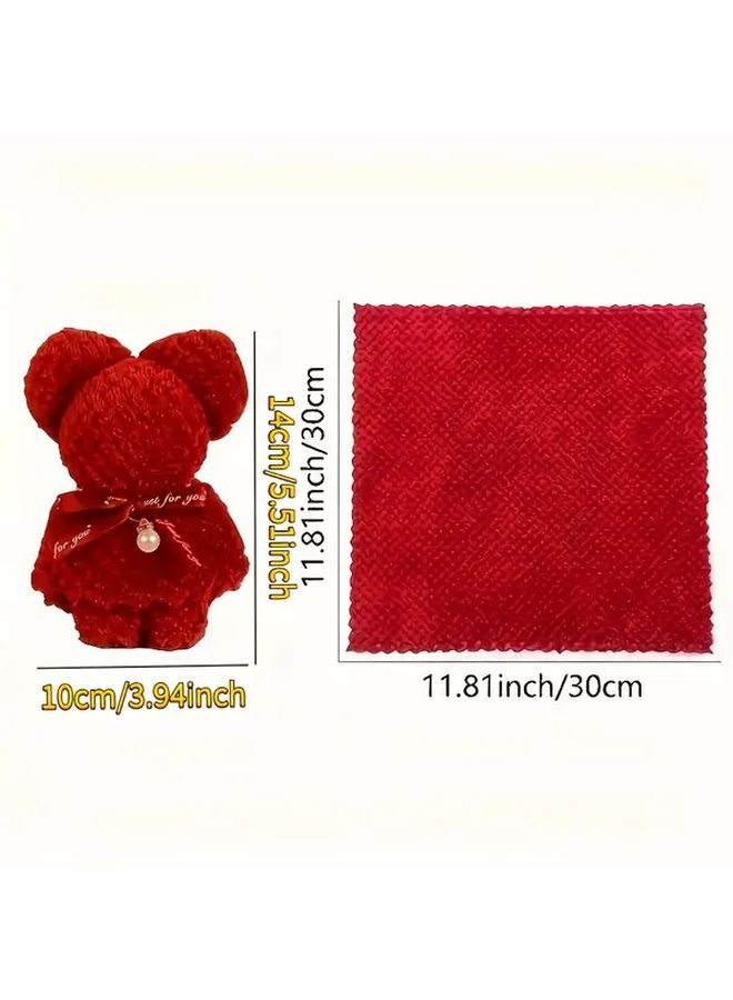 1 Random Color Bear Towel Square Cloth Perfect Gift for Wedding Birthday Christmas - Image 3