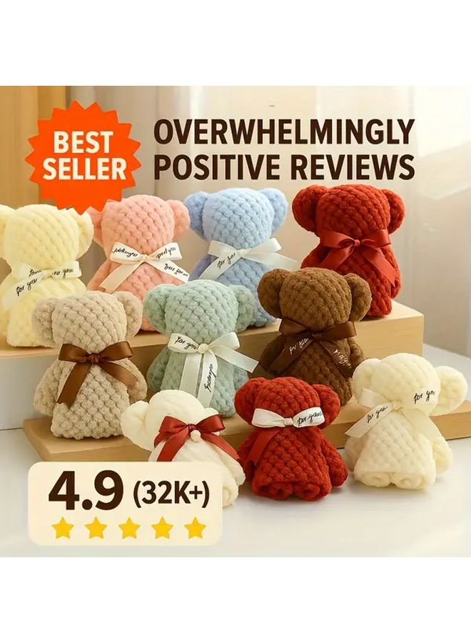 1 Random Color Bear Towel Square Cloth Perfect Gift for Wedding Birthday Christmas - Image 1