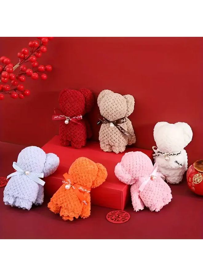 1 Random Color Bear Towel Square Cloth Perfect Gift for Wedding Birthday Christmas - Image 2
