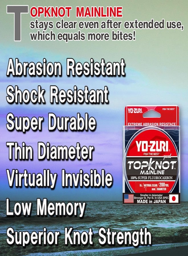 DUEL Yo-Zuri Topknot Fluorocarbon Mainline 200YD Spool 14LB, Natural Clear - Image 2