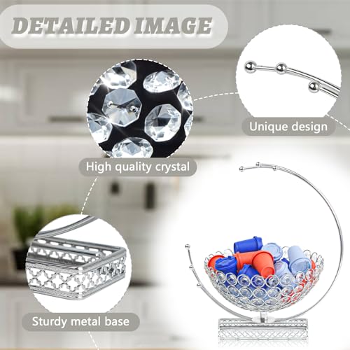 kolnlala Metal & Crystal Coffee Pod Holder & Candy Basket - Elegant Multipurpose Storage Organizer for K Cups, Espresso Pods, Treats - Kitchen, Office, Home Bar (Silver, 1 PC) - Image 3