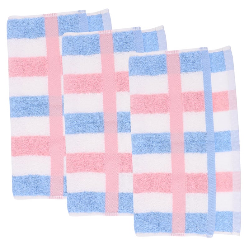Pink Cotton Bath Towels 3 Pack for Kids Soft Absorbent Face Cloths Fine Workmanship - Image 2