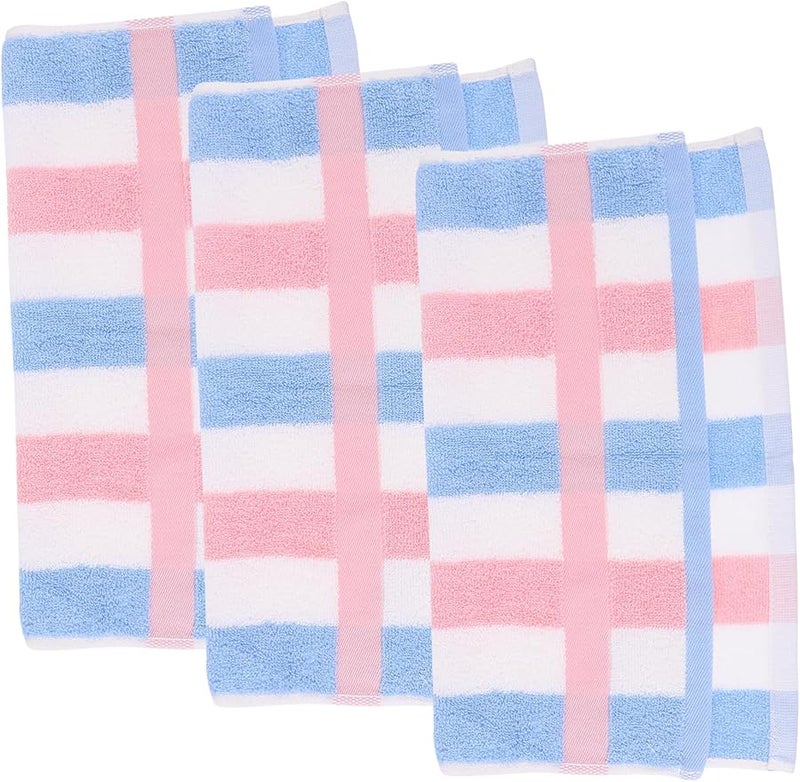 Pink Cotton Bath Towels 3 Pack for Kids Soft Absorbent Face Cloths Fine Workmanship - Image 1