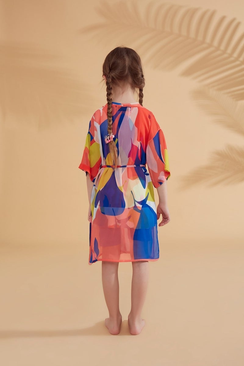 Marina Kids Patterned Colorful Kimono Kaftan P2331  - Image 4