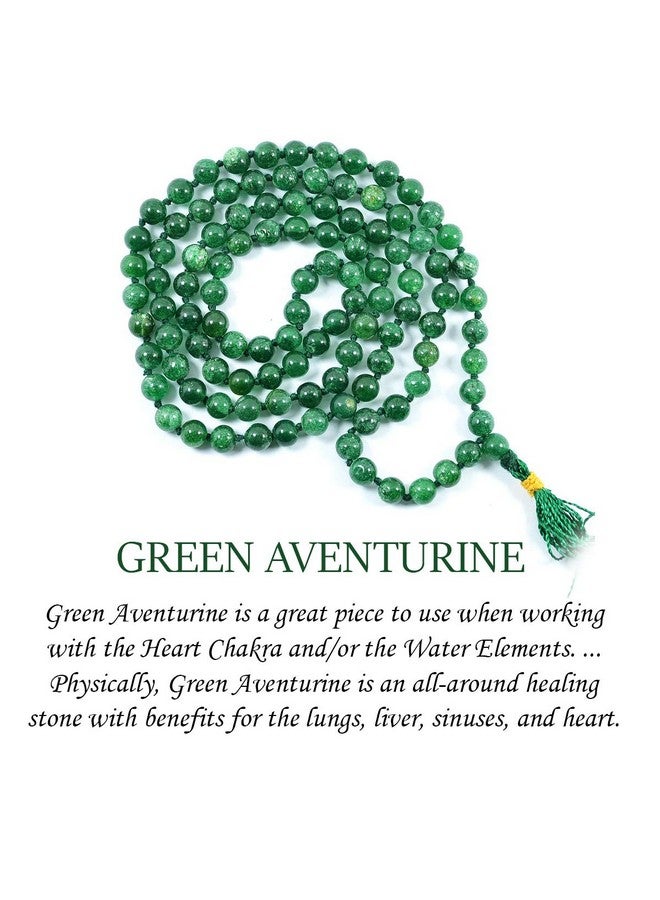 Reiki Crystal Products منتجات كريستال ريكي قلادة مالا من الأفينتورين الأخضر الطبيعي 6 مم حجر كريستالي 108 خرز جااب مالا للرجال والنساء - Image 4