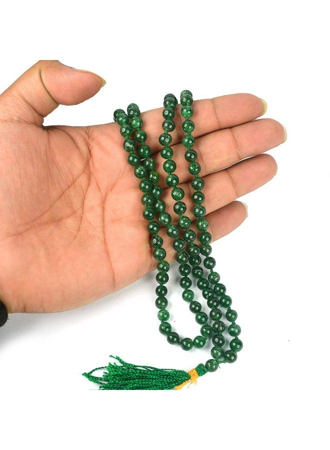 Reiki Crystal Products منتجات كريستال ريكي قلادة مالا من الأفينتورين الأخضر الطبيعي 6 مم حجر كريستالي 108 خرز جااب مالا للرجال والنساء - Image 3