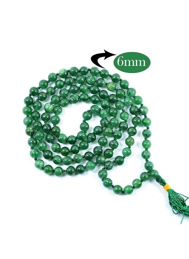 Reiki Crystal Products منتجات كريستال ريكي قلادة مالا من الأفينتورين الأخضر الطبيعي 6 مم حجر كريستالي 108 خرز جااب مالا للرجال والنساء - Image 2