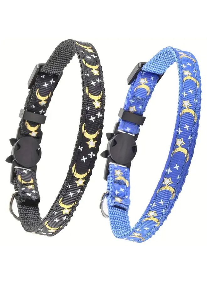 طوق قطط وردي قابل للتعديل بتصميم نجمة وقمر، مصنوع من البولي أميد المتين، مريح للارتداء، مناسب للقطط المنزلية - Image 5