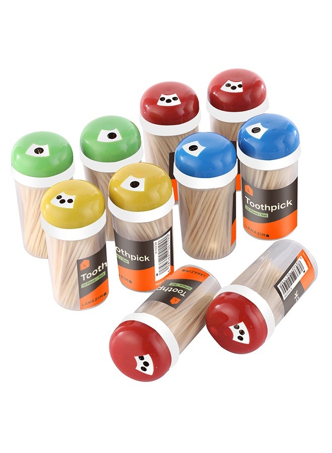 LAWAZIM Small Toothpick Set -10 Piece- Disposable Double-ended Sharp Pointed Picks with Dispenser Container for Enhanced Oral Hygiene and Fruits Garnishes cheese Skewering and DIY Art Craft Projects - Image 2