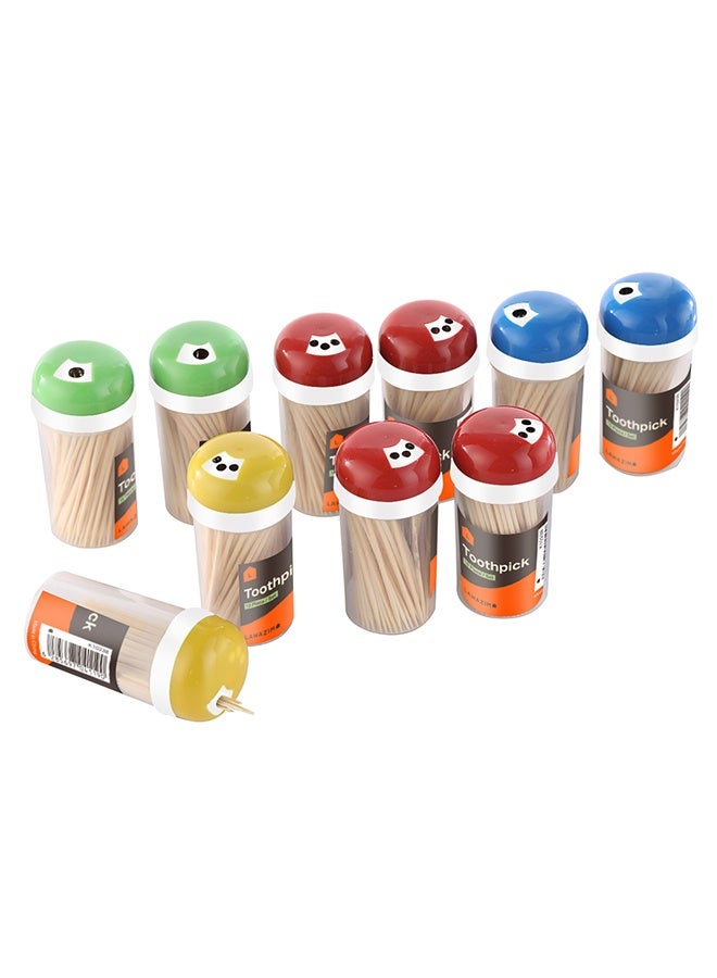 LAWAZIM Small Toothpick Set -10 Piece- Disposable Double-ended Sharp Pointed Picks with Dispenser Container for Enhanced Oral Hygiene and Fruits Garnishes cheese Skewering and DIY Art Craft Projects - Image 3