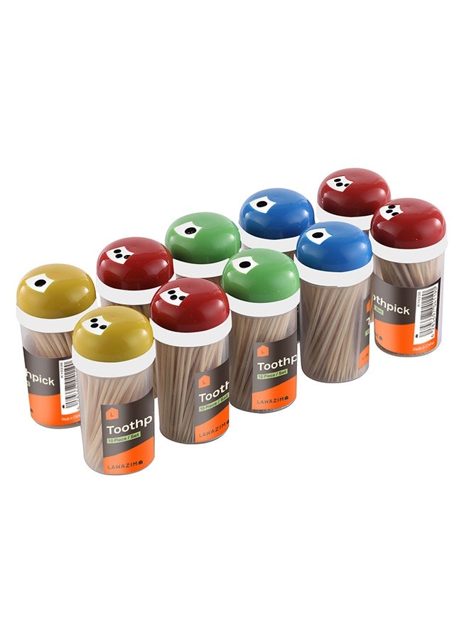 LAWAZIM Small Toothpick Set -10 Piece- Disposable Double-ended Sharp Pointed Picks with Dispenser Container for Enhanced Oral Hygiene and Fruits Garnishes cheese Skewering and DIY Art Craft Projects - Image 1