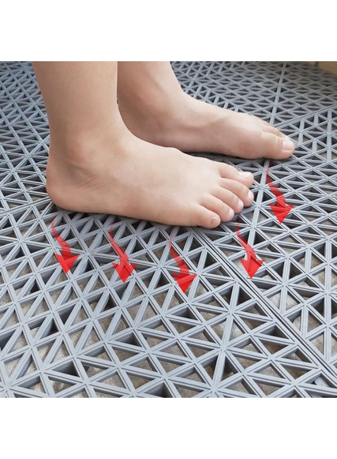 12 Pack 12" x 12" Interlocking Shower Cushion Mat Non-Slip Floor Tiles DIY Size Non-Slip Shower Bath Tile Splicing Waterproof Drainage Mat for Drain Pool Deck Patio Yard - Image 4