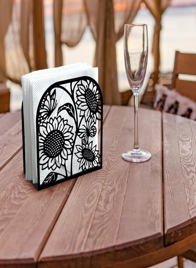 Doodlream Sunflower and Butterfly Decorative Black Metal Napkin Holder for Table, 4.9" x 4.9" x 1.9" Standing Napkin Holder for Home Kitchen Restaurant Picnic Party Coffee Bar Dining Room - Image 5