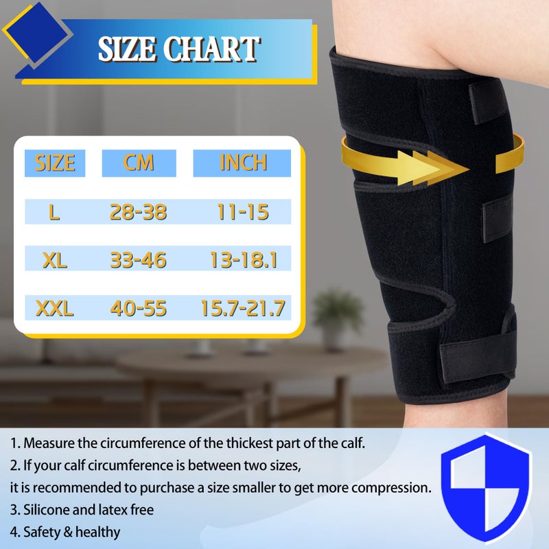 Hiball Adjustable Calf Brace for Men Women, Lower Leg Compression Wrap, Calf Compression Sleeve with Six Nylon Buckle Pressure Strips, Shin Splint & Calf Support for Torn Calf Muscle, Varicose Veins - Image 2