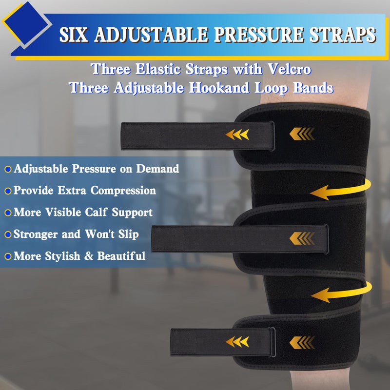 Hiball Adjustable Calf Brace for Men Women, Lower Leg Compression Wrap, Calf Compression Sleeve with Six Nylon Buckle Pressure Strips, Shin Splint & Calf Support for Torn Calf Muscle, Varicose Veins - Image 3