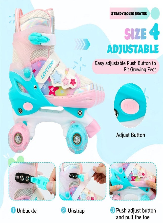 LEVYTEMP Kids Roller Skates for Girls Kids with Light Up Wheels, Adjustable 4 Sizes (10C-7.5Y), Star Design, Triple Safety System, Ideal Gift for Ages 3-12 - Image 3