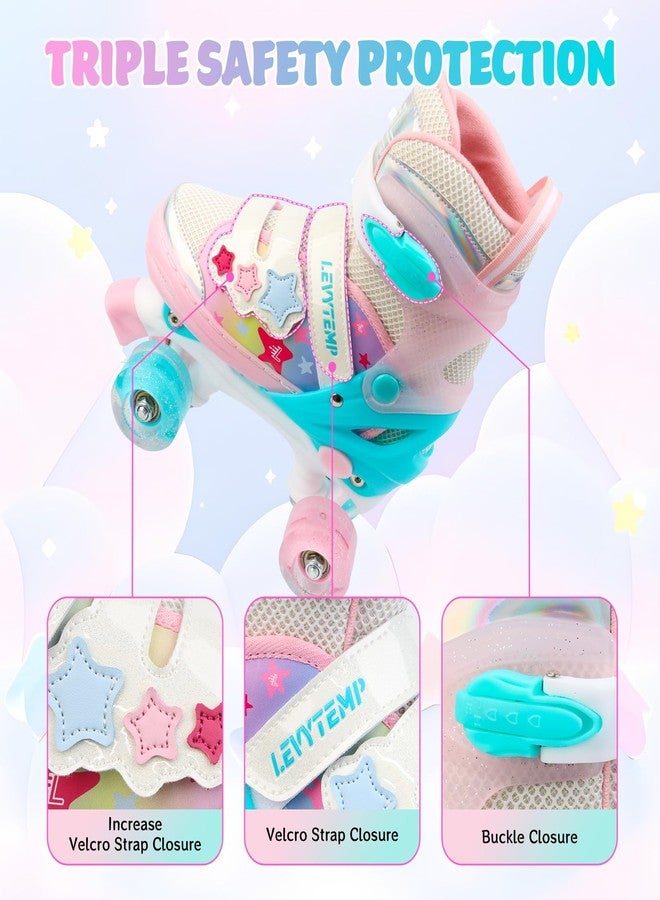 LEVYTEMP Kids Roller Skates for Girls Kids with Light Up Wheels, Adjustable 4 Sizes (10C-7.5Y), Star Design, Triple Safety System, Ideal Gift for Ages 3-12 - Image 4
