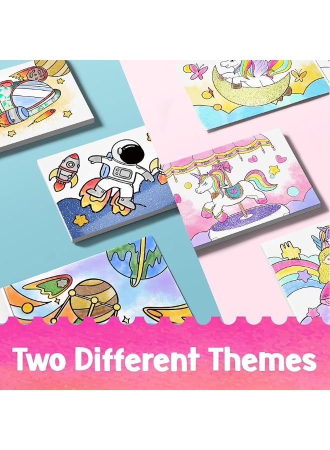 AMOSTING Paint with Water Coloring Books for Kids, 3PCS Watercolor Paint Books Sets, 32 Unicorn Pages Total, Arts and Crafts for Kids Ages 4-6-8-12 with 3 Paint Brushes and 3 Coloring Activity Books (unicorn) - Image 2