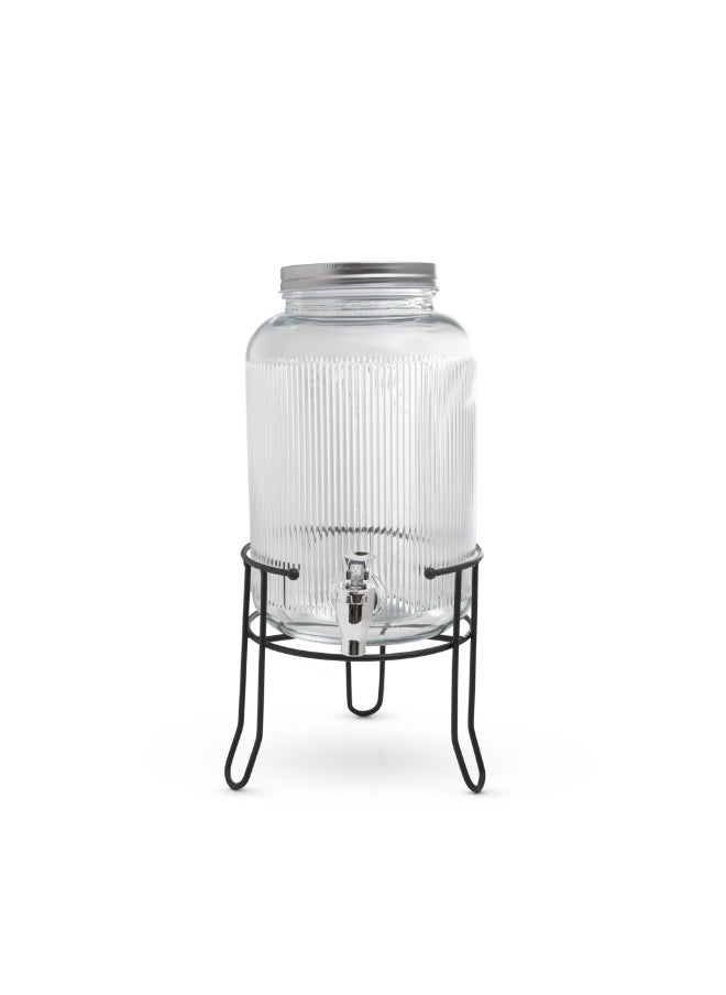 Fissman Glass Beverage Dispenser with Stand 3.9LTR, Golden Lid and Spigot, Leak-Proof Transparent Beverage Dispenser  - Image 1