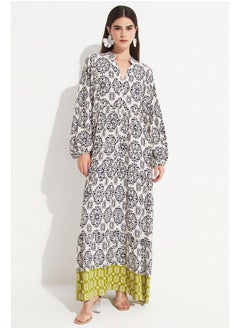 JUNE June Women 100% Viscose Patterned Wide Fit Maxi Dress Green - Navy  - Image 2