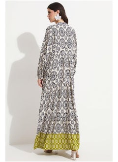 JUNE June Women 100% Viscose Patterned Wide Fit Maxi Dress Green - Navy  - Image 5