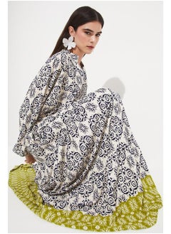 JUNE June Women 100% Viscose Patterned Wide Fit Maxi Dress Green - Navy  - Image 4