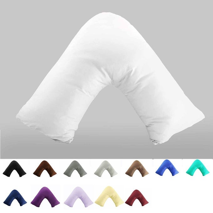 100 COTTON 300 THREAD COUNT SOILD ENVELOPE STYLE V SHAPEDTRIBOOMERANG STANDARD PILLOW CASE CUSHION COVER ONLY COVER NO INSERT WHITE