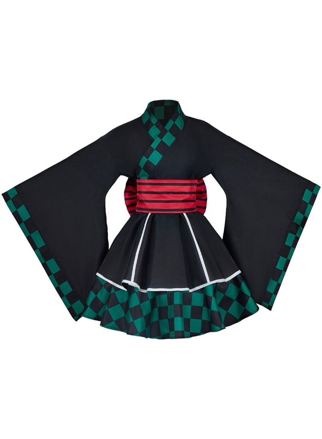 NIBEMINENT Inosuke's female cosplay costume, Demon Slayer Cosplay maid dress, Halloween role-playing kimono - Image 1