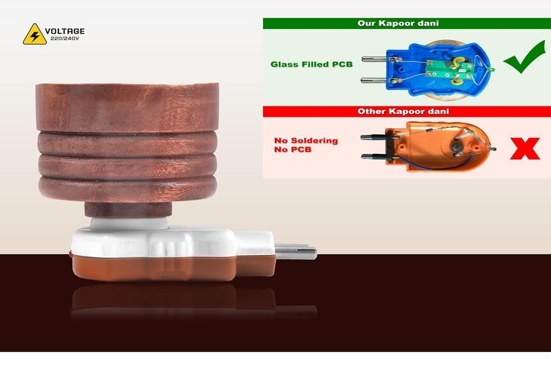 Zista داني خشب شيشام الكهربائي - موزع كامفور كهربائي فاخر للعبادة والعلاج بالروائح | موقد بخور، موزع عطر للمنزل والمكتب (بني، خشب شيشام) - Image 2