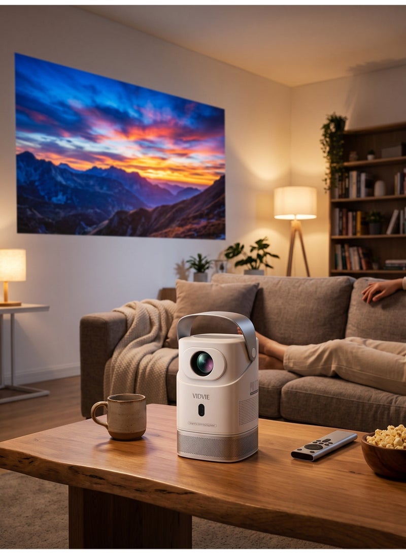 Vidvie Portable FULL HD Intelligent Projector - Smart Mini Movie Projector with Auto-Focus, Built-in Handle, HD Resolution - White - Image 5