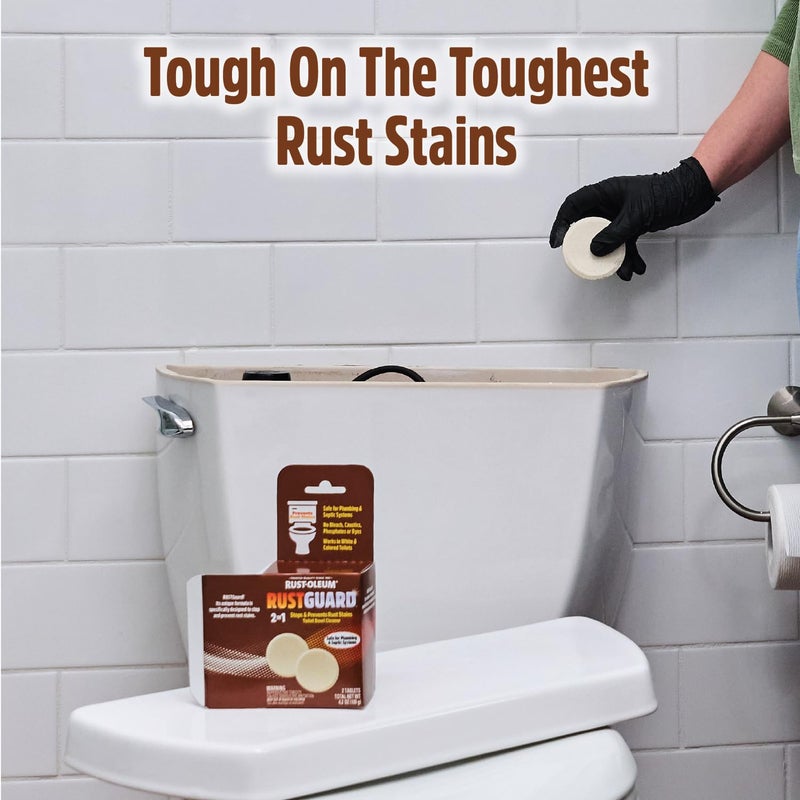 Rust-Oleum RustGuard Rust Stain Remover | Heavy-Duty Iron Stain Remover & Toilet Bowl Cleaner For White & Colored Toilets | 2 Tablet Box - Image 5