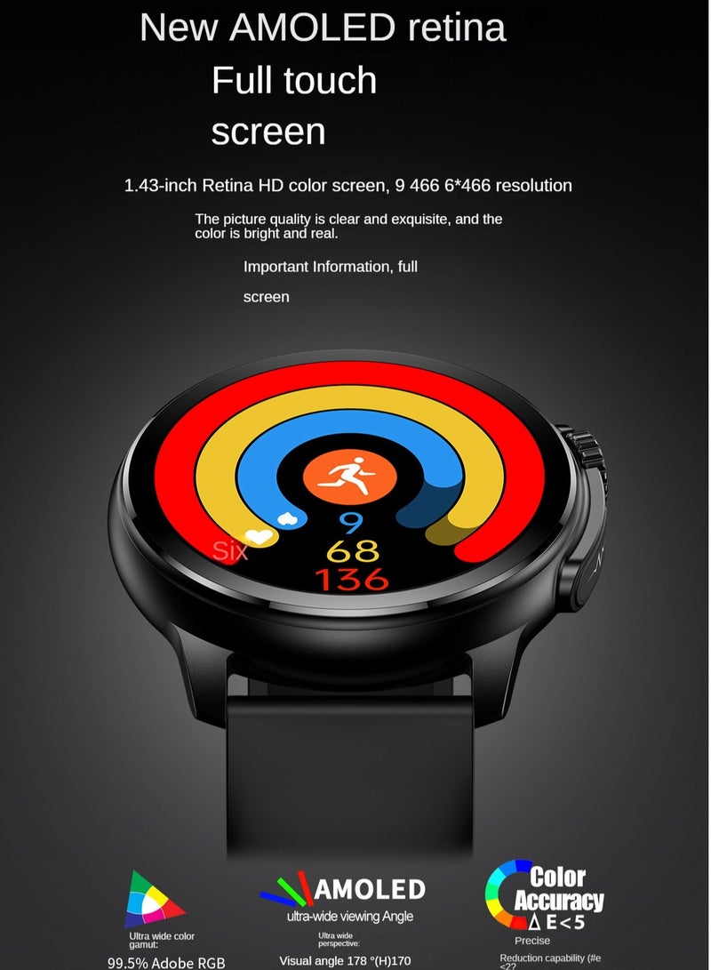 AROAQ ET481 Smart Watch, Bluetooth Call Smart Wrist Watch, Multifunctional Health Tracker Watch With Multiple Sports Mode, Blood Sugar, Body Temperature, Blood Oxygen And Blood Pressure Monitoring, (Black) - Image 4