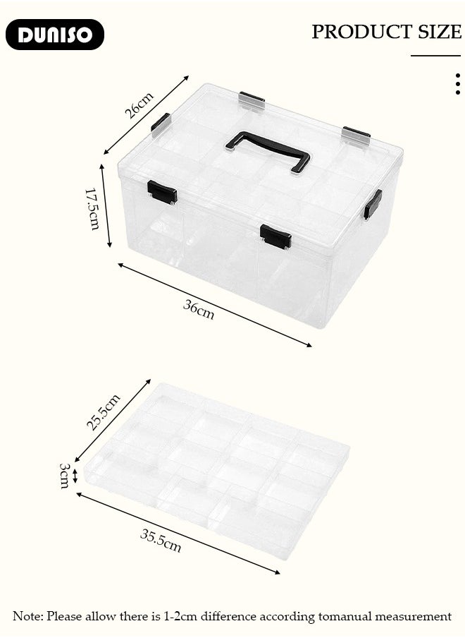 DUNISO Family Medicine Storage Box Container, Large Plastic First Aid Box Organizer with Locking Lid Handle, Multipurpose Durable Craft Tool Case Plastic Professional Emergency Bin for Home Travel Car Camping Office  - Image 4