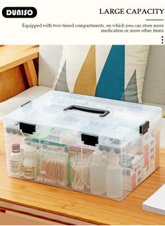 DUNISO Family Medicine Storage Box Container, Large Plastic First Aid Box Organizer with Locking Lid Handle, Multipurpose Durable Craft Tool Case Plastic Professional Emergency Bin for Home Travel Car Camping Office  - Image 3