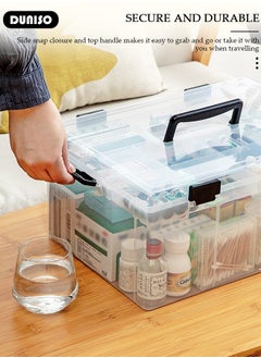DUNISO Family Medicine Storage Box Container, Large Plastic First Aid Box Organizer with Locking Lid Handle, Multipurpose Durable Craft Tool Case Plastic Professional Emergency Bin for Home Travel Car Camping Office  - Image 5