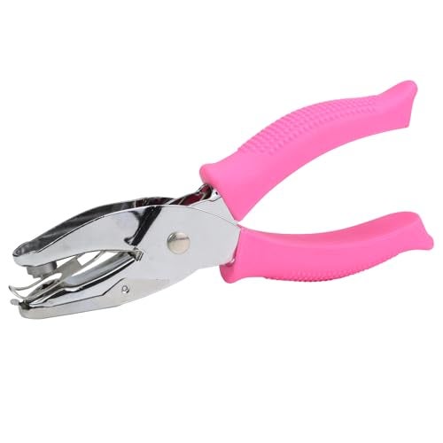 Aacehlh Hole Puncher for Crafts14 Inch Diameter of Flower Shape Hole Handheld Single Paper Hole Punch with Pink Soft Grip Handle for Binder Scrapbooking Cards Paper Crafts Flower Hole - Image 1