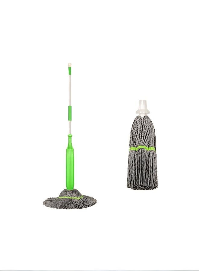 Self Wringing Mop, Hands Free Twist Microfiber Floor Mop with Replacement Head, Telescopic Stainless Steel Handle, Super Absorbent Mop for Home Kitchen Tile Marble Floor Cleaning - Image 2